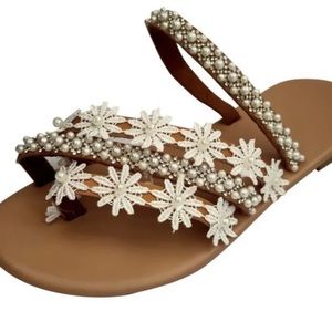 Women’s Fashion Daisy Floral Ankle Strap Sandals sz 9
